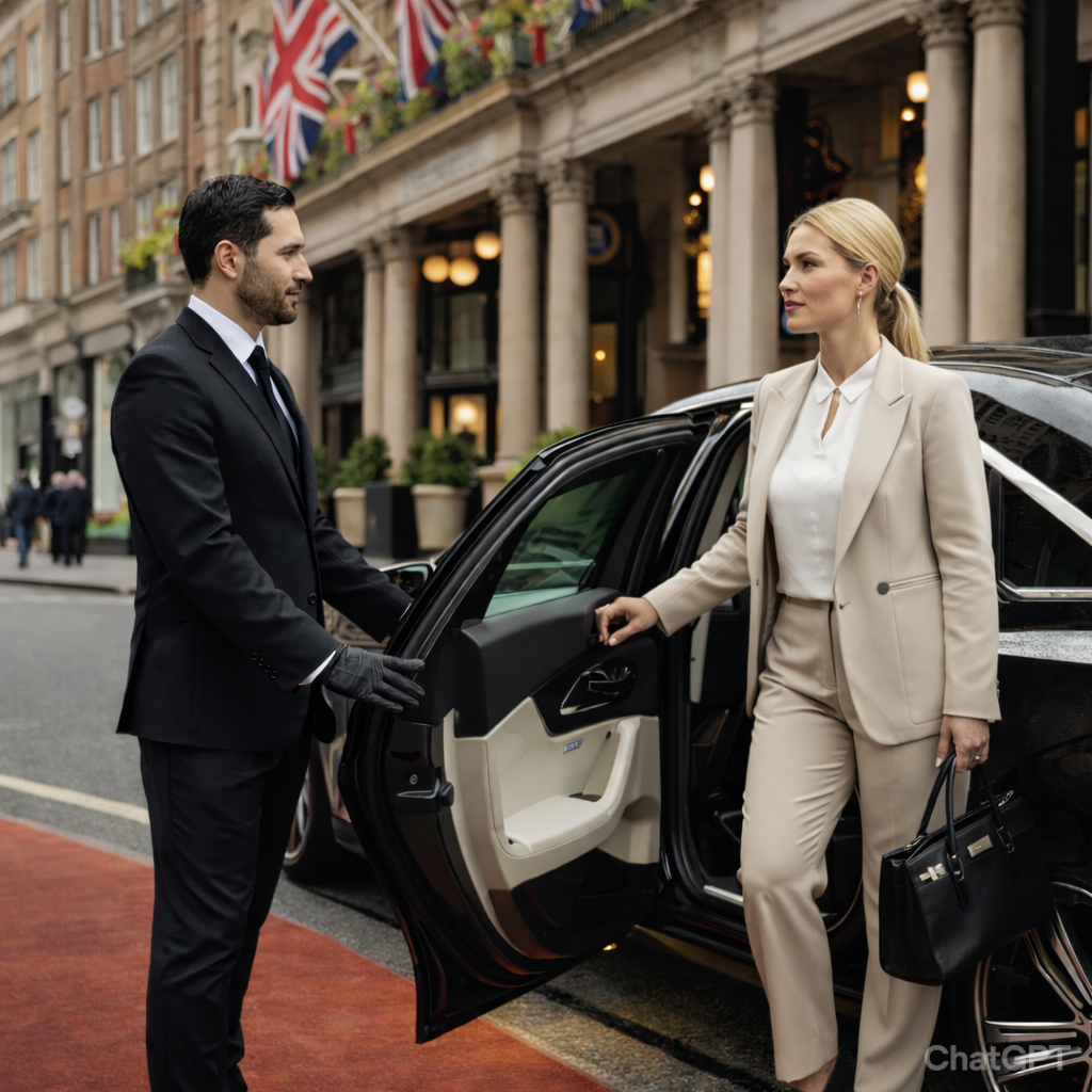 Private London airport transfer service with a high-end chauffeur-driven car.